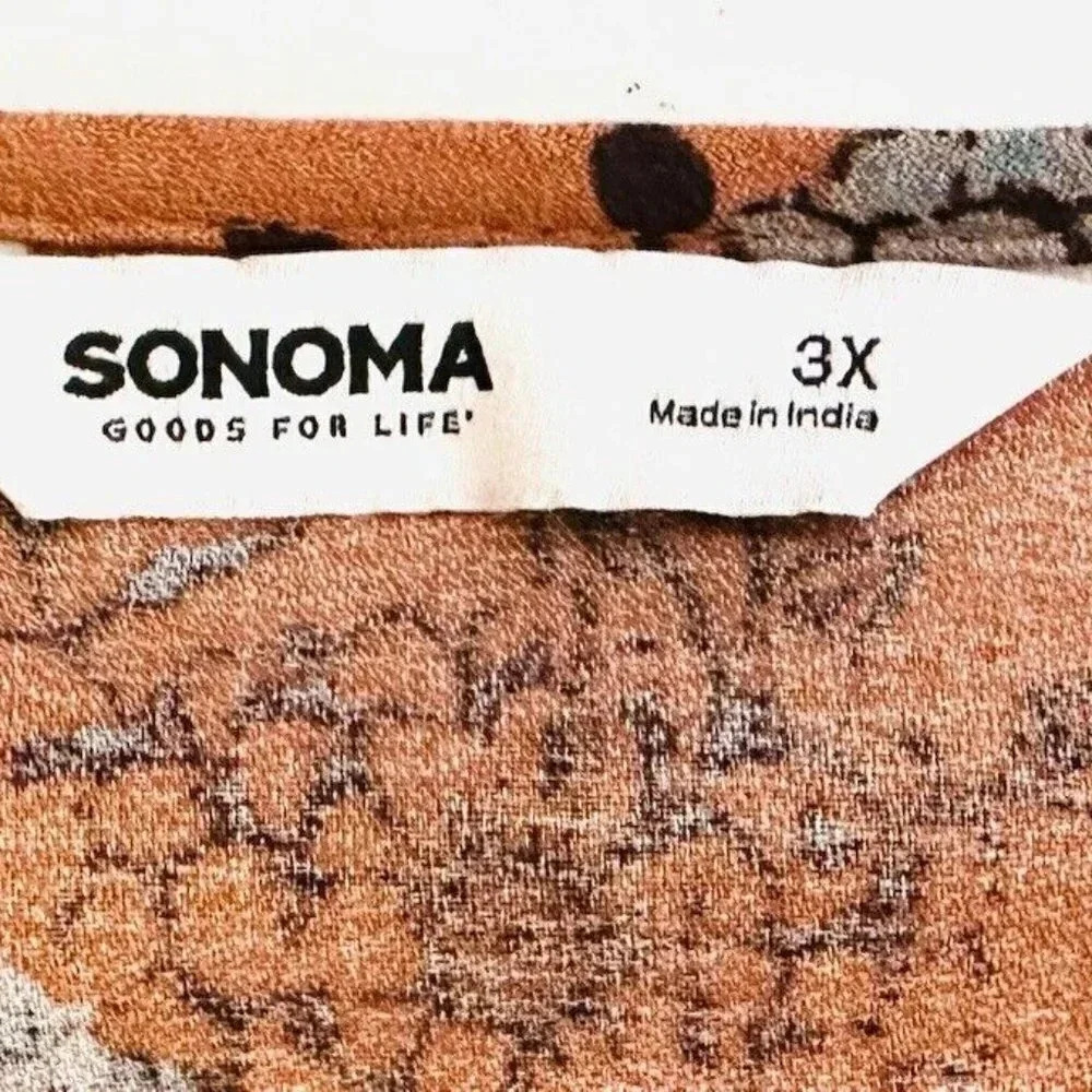 NWT SONOMA Women Long Sleeve Pull Over Keyhole Round Neck Floral  Shirt Size 3X - Picture 11 of 13